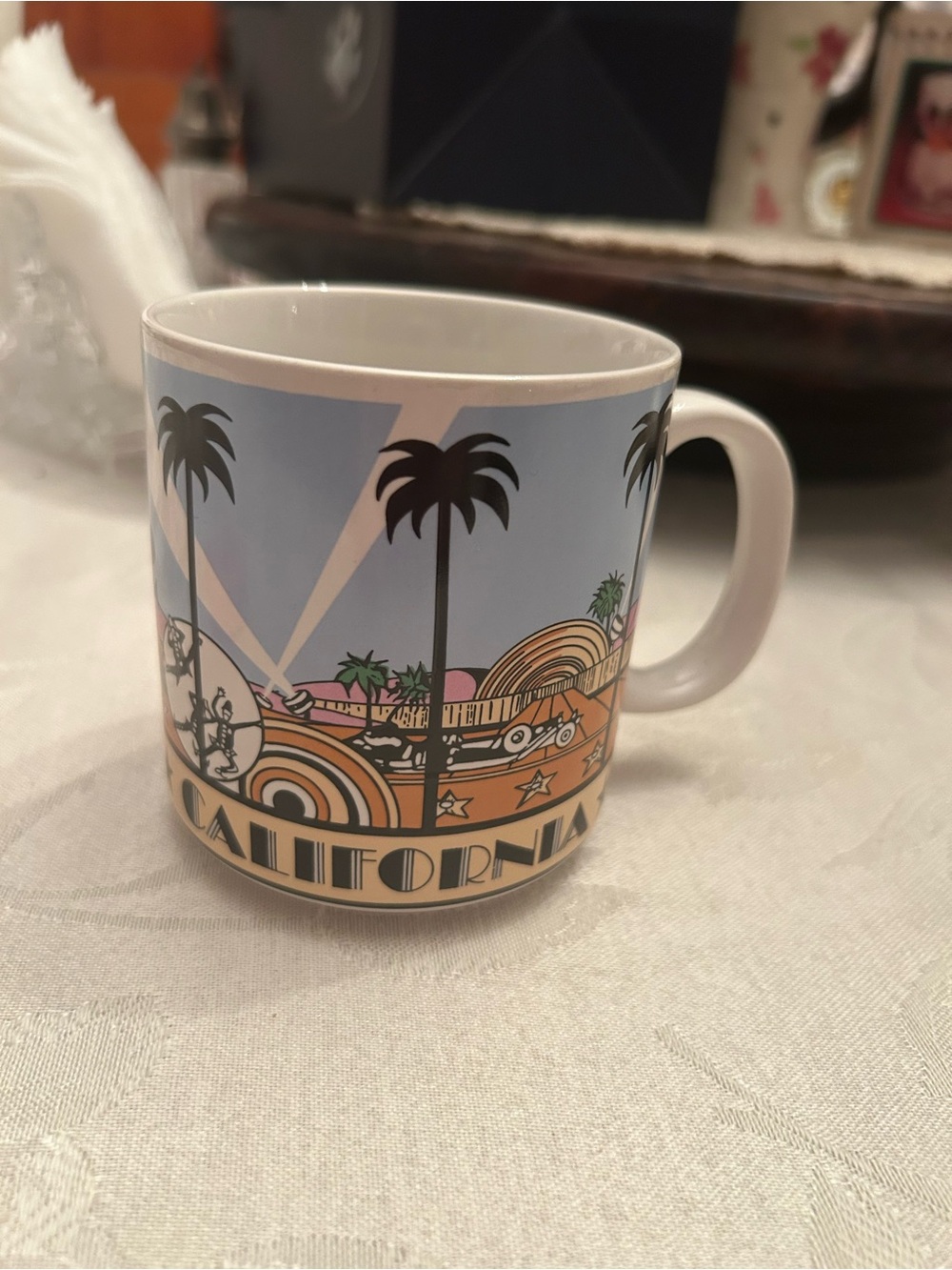 Vintage 80s California Hollywood film mug